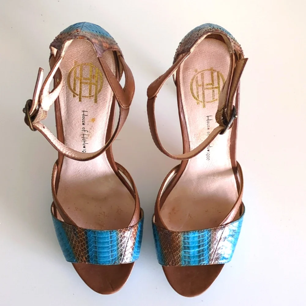 House of Harlow Nancie Blue Sandal Size 8 .5/38.5 - Picture 2 of 5
